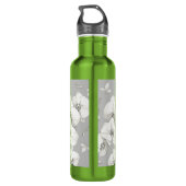 Bouteille D'eau Aquarelle blanc orchidée sur gris | (Dos)