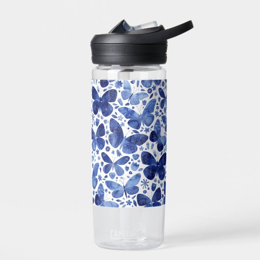 Bouteille D'eau Aquarelle bleu papillon (Gauche)