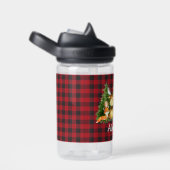 Bouteille D'eau Aquarelle Bois Forêt Animaux Arbres Rouge Plaid (Arrière Complet)