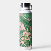 Bouteille D'eau Aquarelle botanique tropicale Monogramme d'art ros (Arrière)