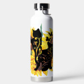 Bouteille D'eau Aquarelle Bouquet de tournesol Chat Silhouette flo (Droite)
