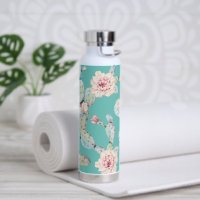 Aquarelle Cactus avec Fleurs Moderne Turquoise