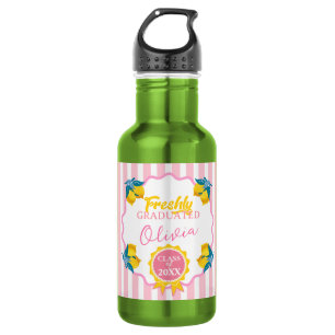 Bouteille D'eau Aquarelle Citron Fraîchement Diplômé Fête Classe 2
