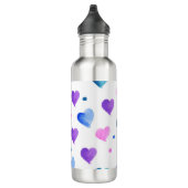 Bouteille D'eau Aquarelle Coeurs Motif en rose violet bleu (Droite)
