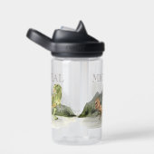 Bouteille D'eau Aquarelle Dinosaure T-Rex Tyrannosaurus nom (Arrière Complet)