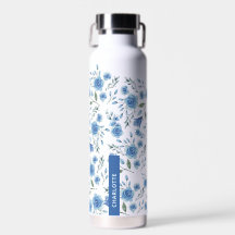 Aquarelle élégante Bleu Motif Floral