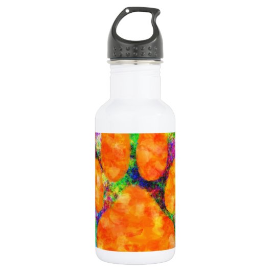 Bouteille D'eau Aquarelle Empreinte de patte de chien (Devant)
