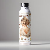 Bouteille D'eau Aquarelle Femme Avec Coiffure Blonde Affirmation B