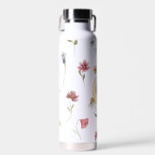 Bouteille D'eau Aquarelle Fleur sauvage motif floral Monogramme (Avant)