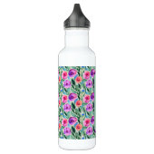 Bouteille D'eau Aquarelle Fleurs en violet, rose et vert (Gauche)