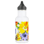 Bouteille D'eau Aquarelle Fleurs Monogrammes (Droite)