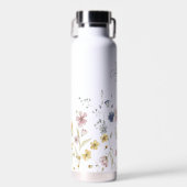 Bouteille D'eau Aquarelle Fleurs sauvages Boho élégant avec Monogr (Avant)