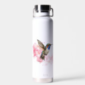 Bouteille D'eau Aquarelle florale de colibri (Arrière)