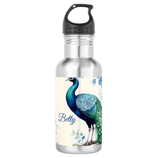 Bouteille D'eau Aquarelle florale Peacock (Devant)