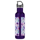 Bouteille D'eau Aquarelle florale violet Monogramme (Dos)