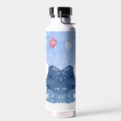 Bouteille D'eau Aquarelle Hiver Merveilles Monogrammes Ornements (Gauche)