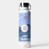 Bouteille D'eau Aquarelle Hiver Merveilles Monogrammes Ornements (Arrière)