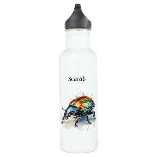 Bouteille D'eau Aquarelle Iridescente Beetle, personnalisé (Droite)