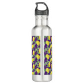 Bouteille D'eau Aquarelle jaune citron nom motif violet (Dos)