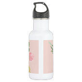 Bouteille D'eau Aquarelle moderne Fleurs roses Monogrammes (Dos)