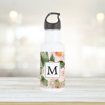 Bouteille D'eau Aquarelle moderne Fleurs roses Monogrammes<br><div class="desc">Aquarelle moderne Fleurs roses Monogrammes</div>