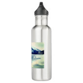 Bouteille D'eau Aquarelle moderne Marine Blue Mountain Monogramme (Droite)