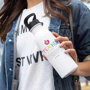 Bouteille D'eau Aquarelle moderne Rainbow Teacher Merci