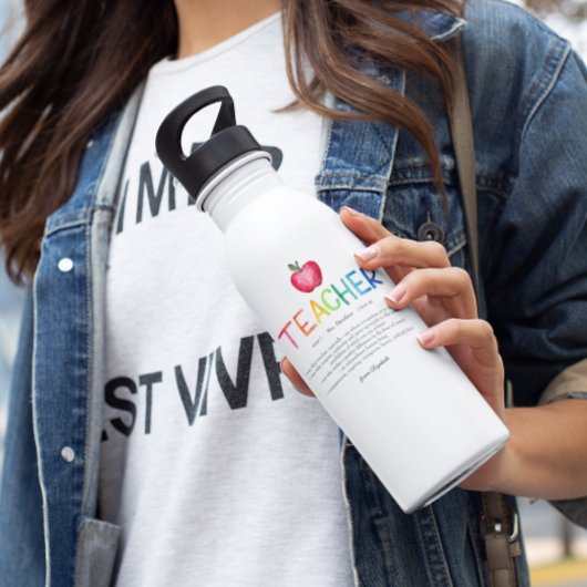 Bouteille D'eau Aquarelle moderne Rainbow Teacher Merci