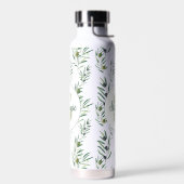 Bouteille D'eau Aquarelle Monogramme Nom Motif Branches d'Olivier (Gauche)