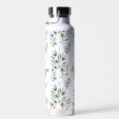 Bouteille D'eau Aquarelle Monogramme Nom Motif Branches d'Olivier (Plage)