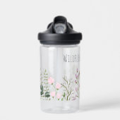 Bouteille D'eau Aquarelle Nom du Fleur sauvage Vert rose Botanique (Avant)