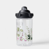 Bouteille D'eau Aquarelle Nom du Fleur sauvage Vert rose Botanique (Salle de sport)