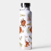 Bouteille D'eau Aquarelle Octopus Océan Animaux Motif Monogramme (Plage)