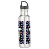 Bouteille D'eau Aquarelle plumes votre logo QR Code Entreprise (Dos)