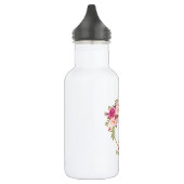 Bouteille D'eau Aquarelle rose Floral or Monogramme (Gauche)