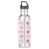 Bouteille D'eau Aquarelle rose mignonne Coeurs Acier inoxydable Ea (Dos)