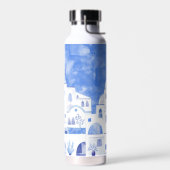 Bouteille D'eau Aquarelle Santorin Oia (Gauche)