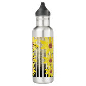 Bouteille D'eau Aquarelle Tirures de tournesol Nom monogramme (Droite)