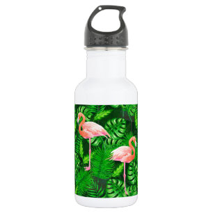 Bouteille D'eau Aquarelle tropicale Flamant rose