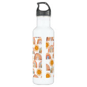 Bouteille D'eau Aquarelle Whimsical Boho Rainbow et Sun Kids (Dos)