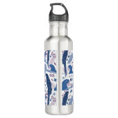 Bouteille D'eau Ara Parrot bleu Tropical Leave Motif Monogramme (Dos)