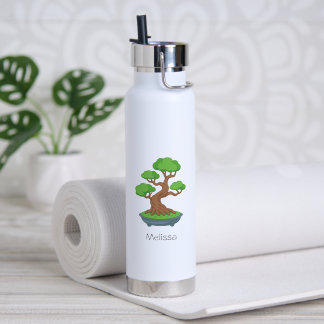Bouteille D'eau Arbre Bonsaï Japonais Tordu Texte Personnalisé