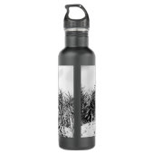 Bouteille D'eau Arbres et scène de neige, noir et blanc Stainless  (Dos)