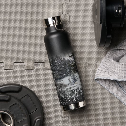 Bouteille D'eau Arbres neigeux forestiers | Forêt neigeuse (Couvercle)