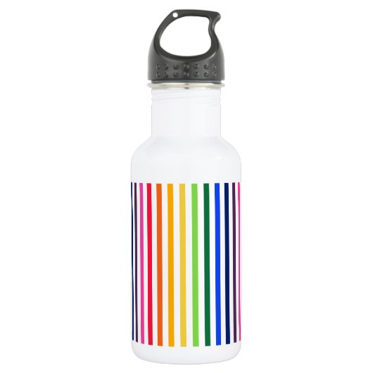 Bouteille D'eau Arc-en-ciel et rayures blanches (Devant)