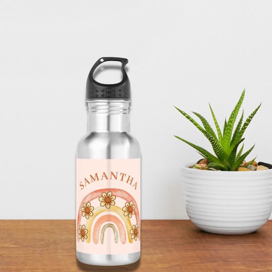 Bouteille D'eau Arc-en-ciel rétro moderne