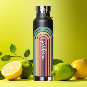 Bouteille D'eau Arc Retro Line Pastel Arc-en-ciel Couleurs Nom du