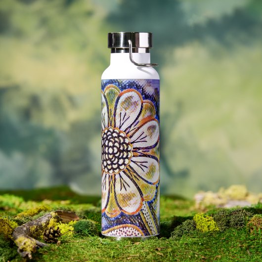 Bouteille D'eau Arceau de fleurs aquarelle bleu (Extérieur)