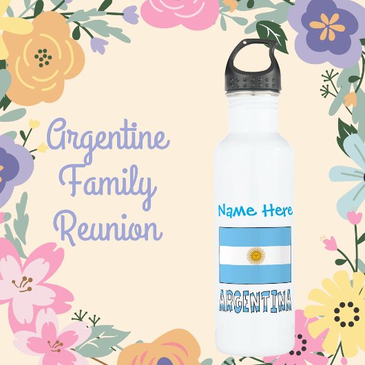 Bouteille D'eau Argentine Drapeau bleu Personnalisation