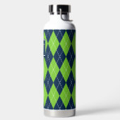 Bouteille D'eau Argyle Brodé Main - Monogramme Vert Citron & Marin (Droite)